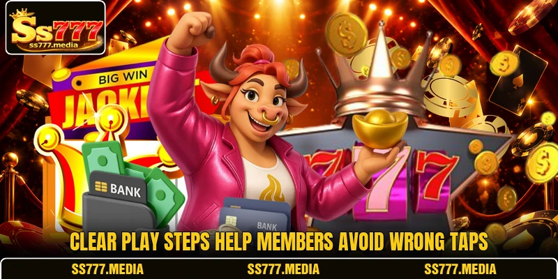 Clear play steps help members avoid wrong taps Clear play steps help members avoid wrong taps