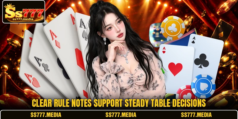 Clear rule notes support steady table decisions Clear rule notes support steady table decisions