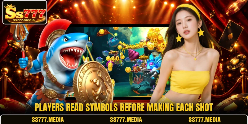 Players read symbols before making each shot Players read symbols before making each shot