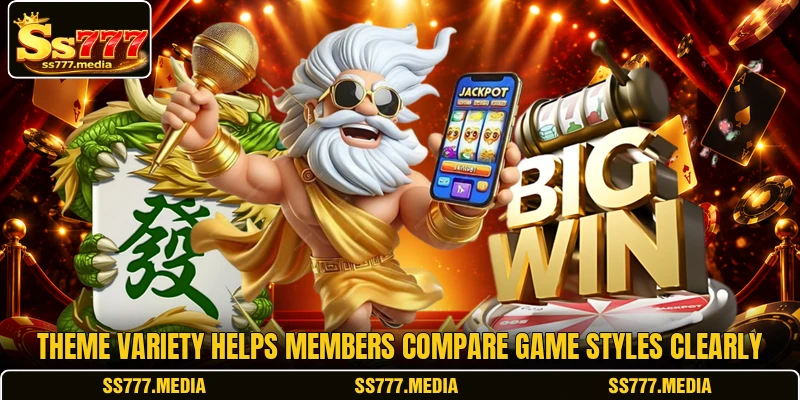 Theme variety helps members compare game styles clearly Theme variety helps members compare game styles clearly